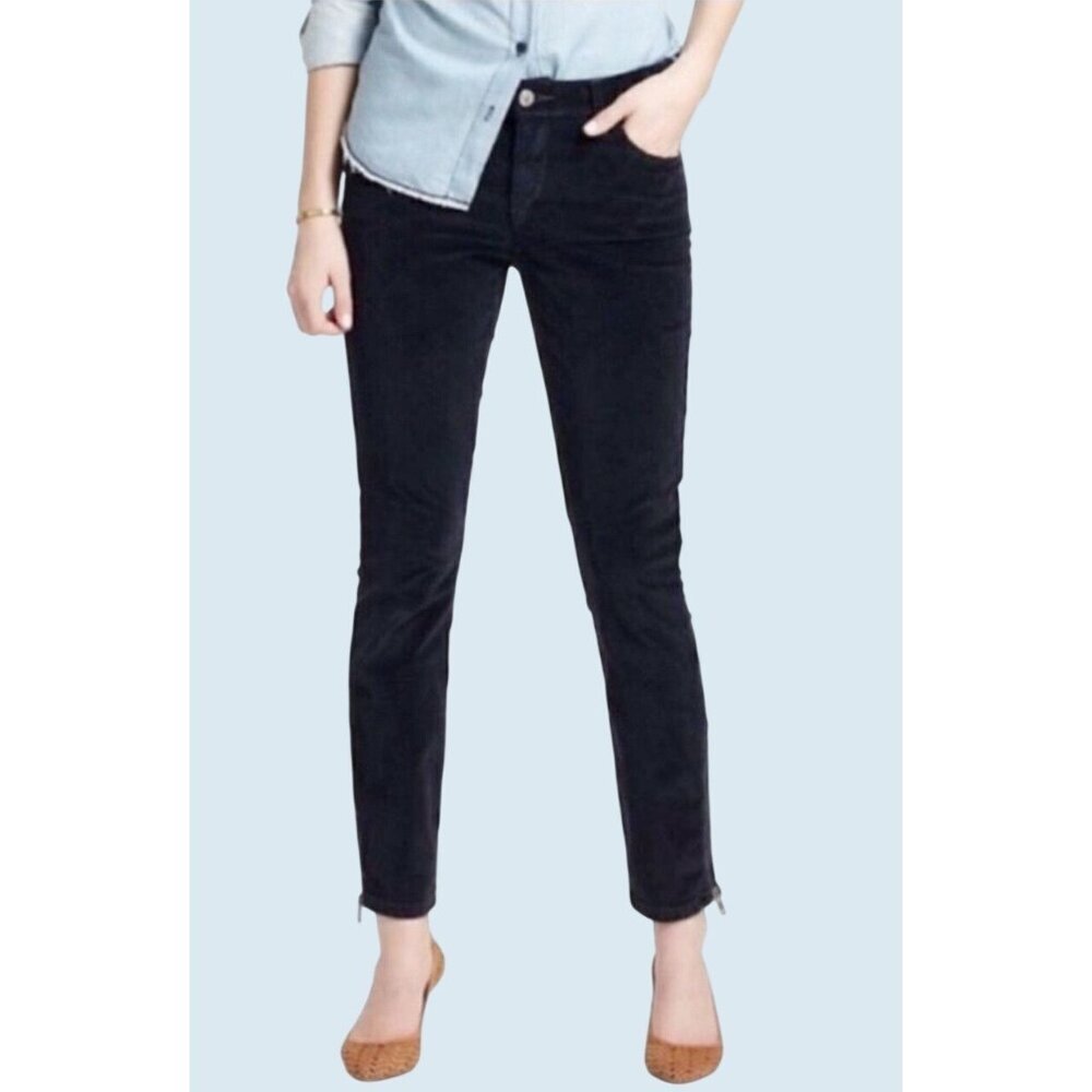ANTHROPOLOGIE / Pilcro Dark Navy Corduroy Ankle Zipper Pants Jeans Sz 26